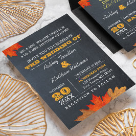 Autumn Leaves Chalkboard Wedding Uitnodiging