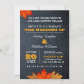 Autumn Leaves Chalkboard Wedding Uitnodiging (Voorkant)