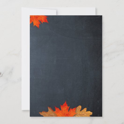 Autumn Leaves Chalkboard Wedding Uitnodiging (Achterkant)