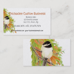 Autumn Leaves Chickadee Bird Custom Visitekaartje