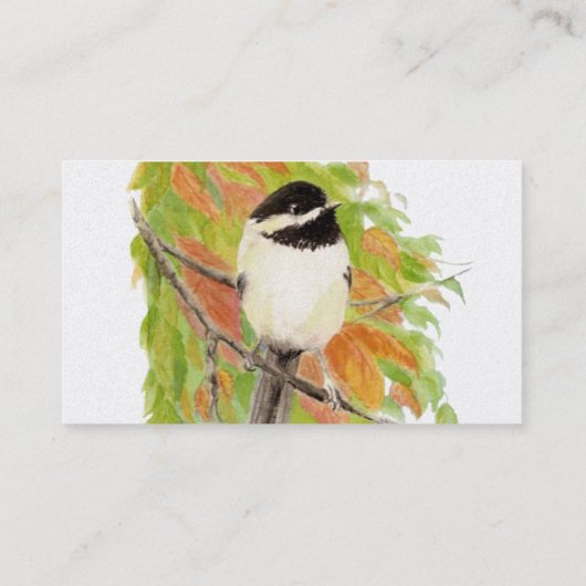 Autumn Leaves Chickadee Bird Custom Visitekaartje (Achterkant)