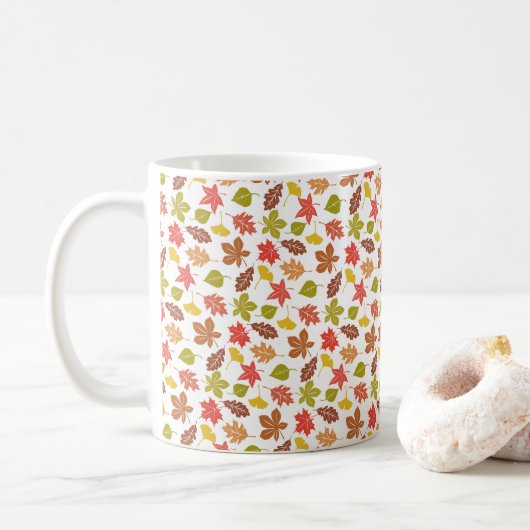 Autumn Leaves Colorful Pattern Koffiemok (Met donut)