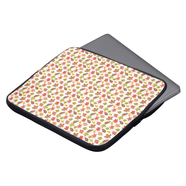 Autumn Leaves Colorful Pattern Laptop Sleeve (Voorkant top)