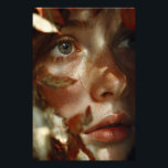 Autumn Leaves Crown Freckled Portrait Foto Afdruk<br><div class="desc">A young woman with luminous freckled skin gazes upward in soft wonder, her face gently framed by a crown of warm amber, rust, and burnt-orange autumn leaves. Golden-hour light caresses every detail—subtle veins in the foliage, delicate freckles across her cheeks, and the natural sheen on her full lips—while creamy bokeh...</div>