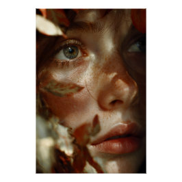 Autumn Leaves Crown Freckled Portrait Perfect Poster