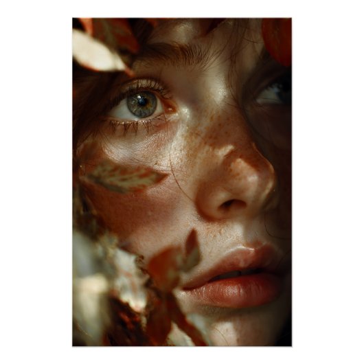 Autumn Leaves Crown Freckled Portrait Perfect Poster (Voorkant)