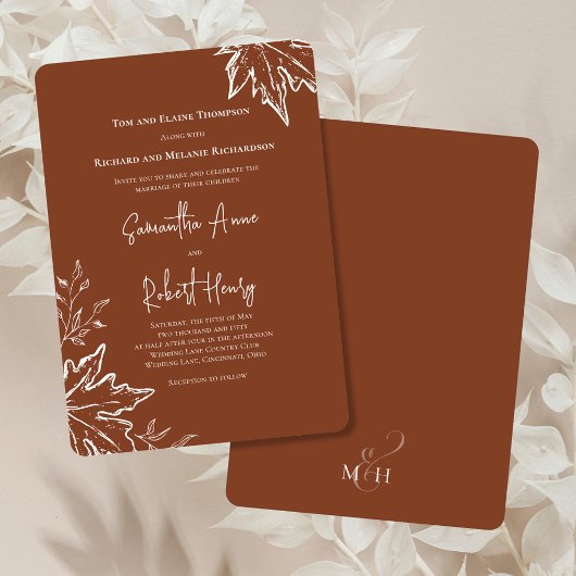 Autumn Leaves Custom Fall Wedding Kaart