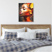 Autumn Leaves Digitale Collage met Smoke Art Canvas Afdruk (Insitu (Slaapkamer))