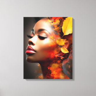 Autumn Leaves Digitale Collage met Smoke Art Canvas Afdruk