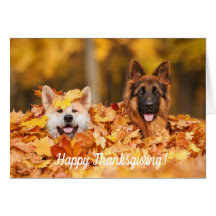 Autumn Leaves & Dogs | Thanksgiving Kaarten