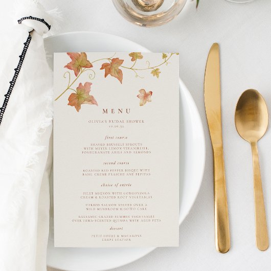 Autumn Leaves Elegant Fall Event Menu