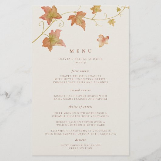 Autumn Leaves Elegant Fall Event Menu (Voorkant)