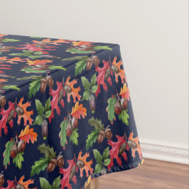 Autumn Leaves en Acorn Pattern op Blue Tafelkleed