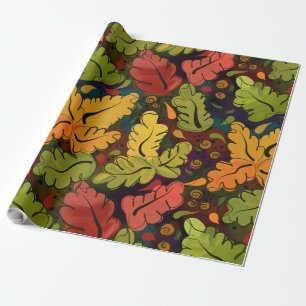 Autumn Leaves en Berries Brown Gold Green Cadeaupapier