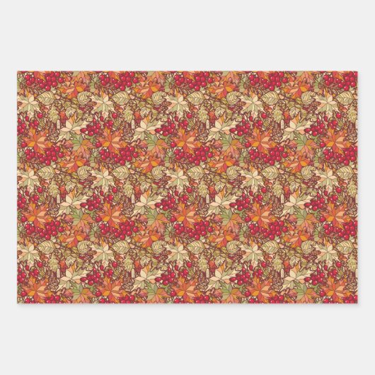 Autumn Leaves en Berries Inpakpapier Vel (Voorkant 3)