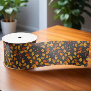 Autumn Leaves en Berries Satijnen Lint