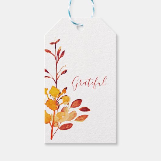 Autumn Leaves en Branches Grateful Cadeaulabel (Voorkant)