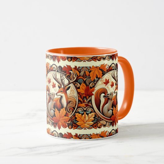 Autumn Leaves en Deer Coffee Mok (Voorkant rechts)