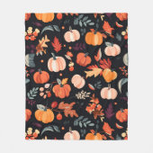 Autumn Leaves en Pumpkin Pattern Fleece Deken (Voorkant)