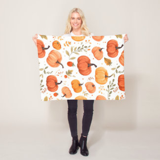 Autumn Leaves en Pumpkin Pattern Fleece Deken