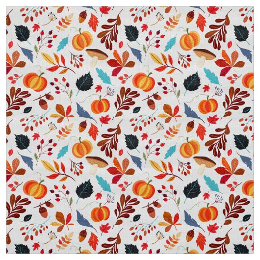 Autumn Leaves en Pumpkin Pattern Stof (Swatch)