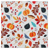 Autumn Leaves en Pumpkin Pattern Stof (Close Up)