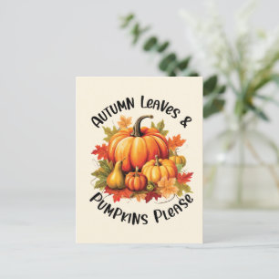 Autumn Leaves en Pumpkins Alsjeblieft Briefkaart
