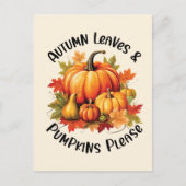 Autumn Leaves en Pumpkins Alsjeblieft Briefkaart (Voorkant)