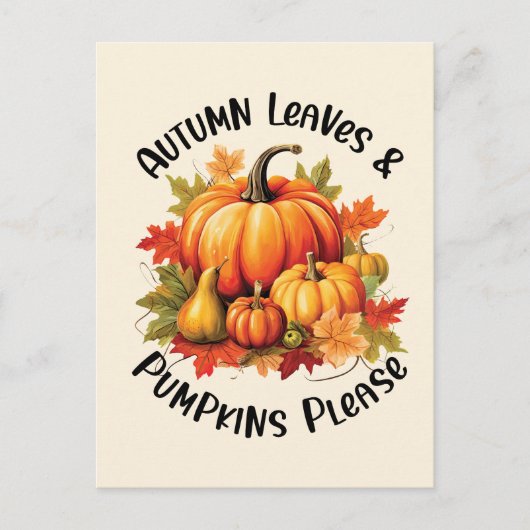 Autumn Leaves en Pumpkins Alsjeblieft Briefkaart (Voorkant)