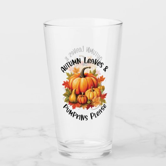 Autumn Leaves en Pumpkins Alsjeblieft Glas (Voorkant)