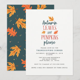 Autumn Leaves en Pumpkins Alsjeblieft Kaart
