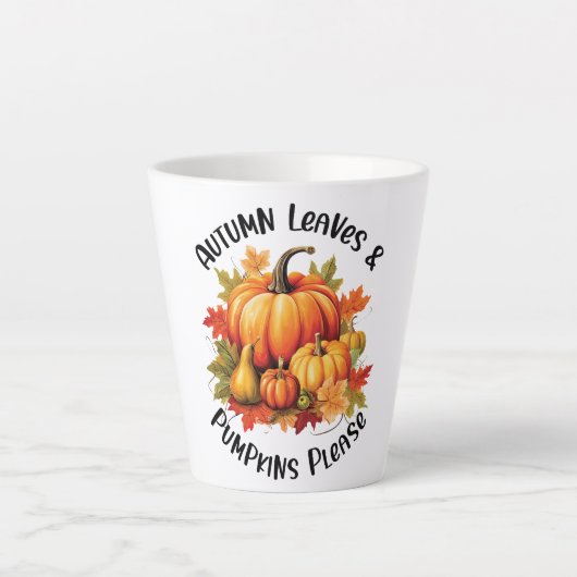 Autumn Leaves en Pumpkins Alsjeblieft Latte Mok (Voorkant)