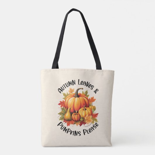 Autumn Leaves en Pumpkins Alsjeblieft Tote Bag (Achterkant)
