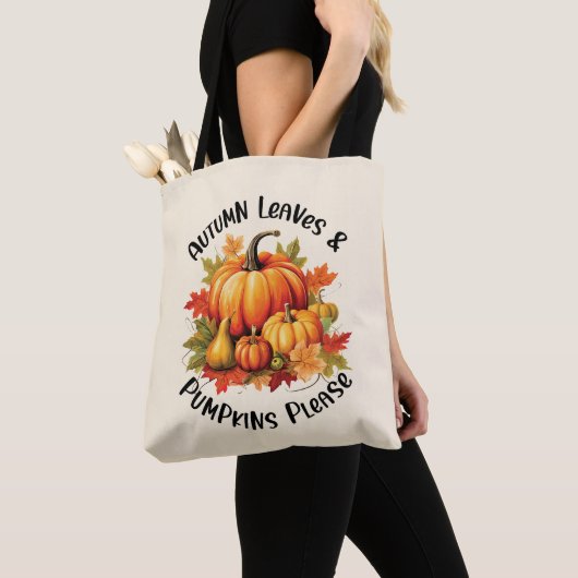 Autumn Leaves en Pumpkins Alsjeblieft Tote Bag (Dichtbij)