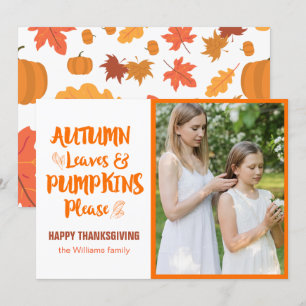 Autumn Leaves en Pumpkins Gelieve foto's te maken Feestdagenkaart