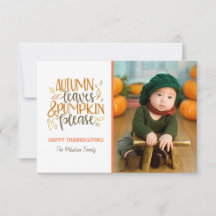 Autumn Leaves en Pumpkins Please Photo Card