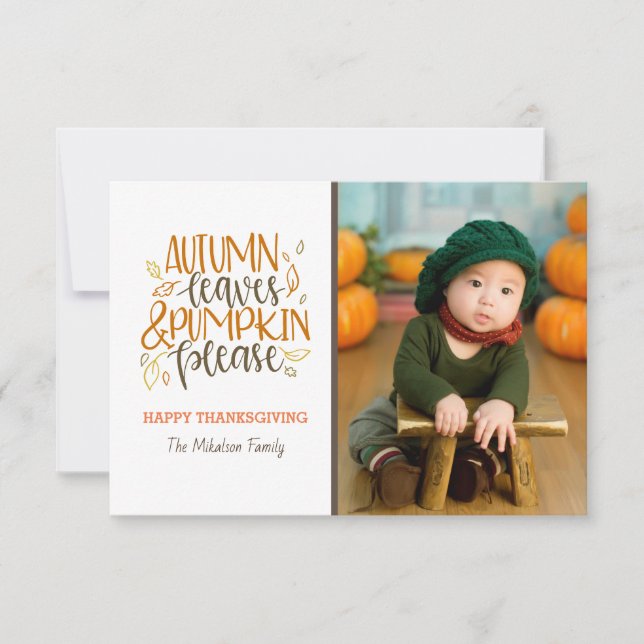 Autumn Leaves en Pumpkins Please Photo Card (Voorkant)