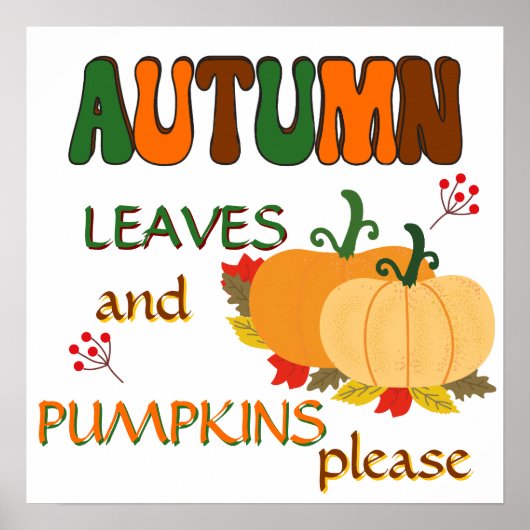 Autumn Leaves en Pumpkins Poster (Voorkant)