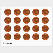 Autumn Leaves en Stripes 1,5-inch Wedding Sticker (Vel)