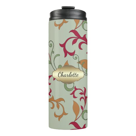 Autumn Leaves en Swirls met Monogram Thermosbeker (Voorkant)