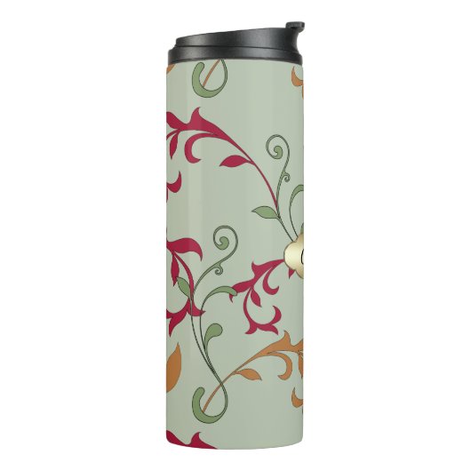 Autumn Leaves en Swirls met Monogram Thermosbeker (Gedraaid links)