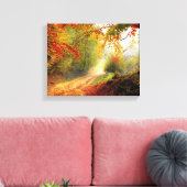 Autumn Leaves en Trees die Dirt Road bedekken Canvas Afdruk (Insitu (Woonkamer))