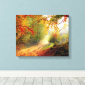 Autumn Leaves en Trees die Dirt Road bedekken Canvas Afdruk (Insitu (Houten vloer))
