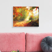 Autumn Leaves en Trees die Dirt Road bedekken Canvas Afdruk (Insitu (Woonkamer))