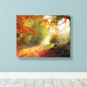 Autumn Leaves en Trees die Dirt Road bedekken Canvas Afdruk (Insitu (Houten vloer))
