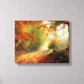 Autumn Leaves en Trees die Dirt Road bedekken Canvas Afdruk (Voorkant)