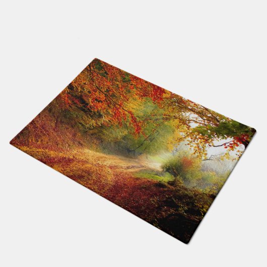 Autumn Leaves en Trees die Dirt Road bedekken Deurmat (Schuin)