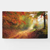 Autumn Leaves en Trees die Dirt Road bedekken Spandoek (Horizontaal)