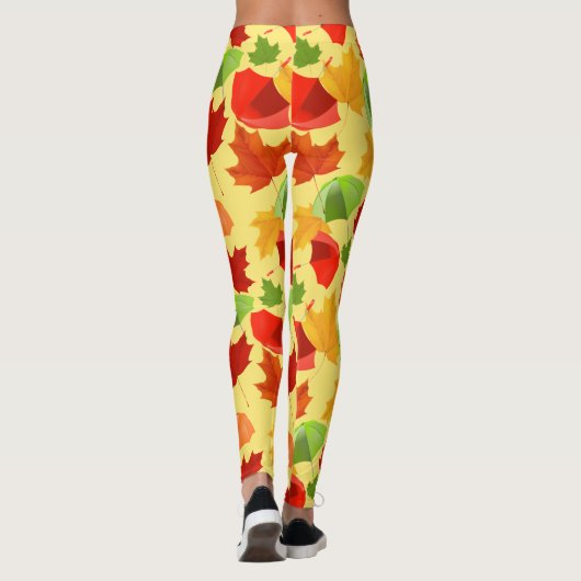 Autumn Leaves en Umbrellas Leggings (Achterkant)