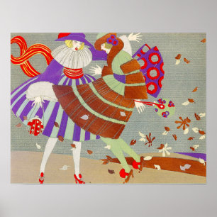 AUTUMN LEAVES EN WIND-/MODE-KOSTUMONTWERPER POSTER